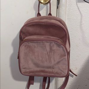 Purple velvet backpack